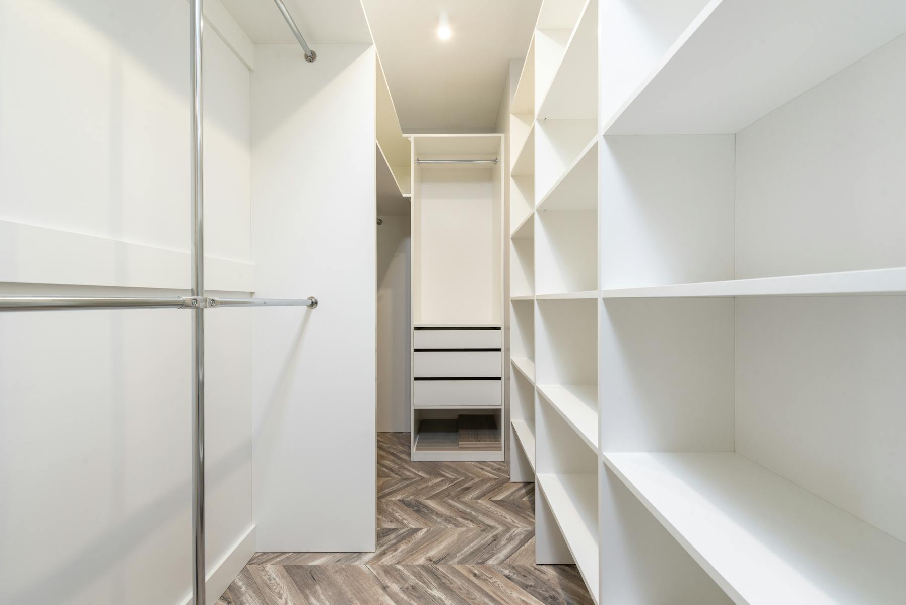 Modern White Walk-in Wardrobe